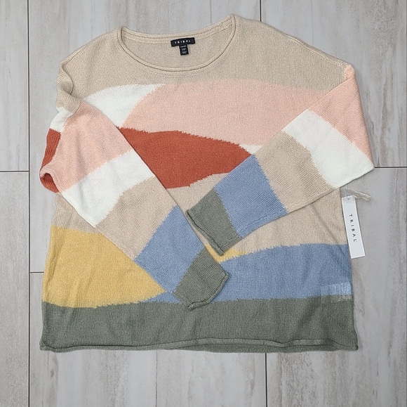 Tribal Sweaters - Retro Style Tribal Brand Knit Scoop Neck Sweater - Size XXL